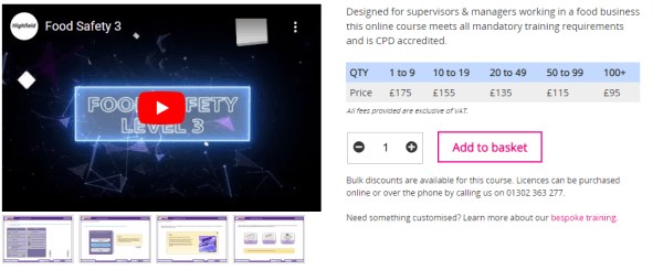 Highfield eLearning Food Safety Course - Level 3 food safety online training
