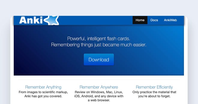 Spaced repetition website - Anki