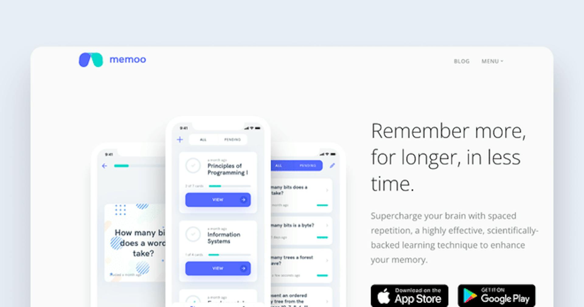Spaced repetition website - Memoo