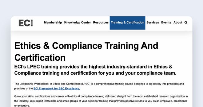 Ethical training program - ECI Ethics Training and Certification