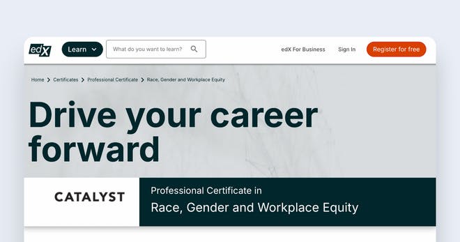 Ethical training program - edX Race, Gender and Workplace Equity