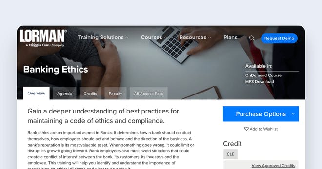 Ethical training program - Lorman Banking Ethics