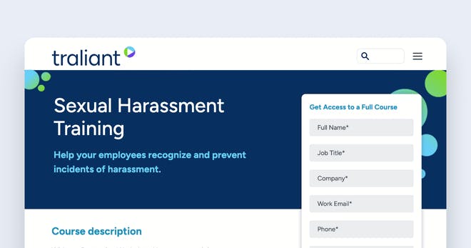 Ethical training program - Traliant Sexual Harassment Training