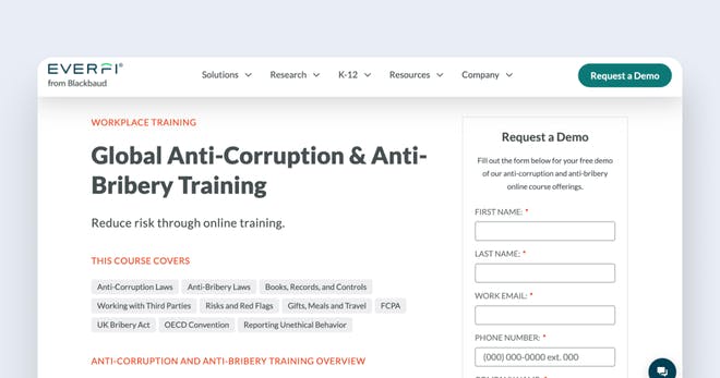 Ethical training program - EVERFI Global Anti-Bribery & Corruption Training