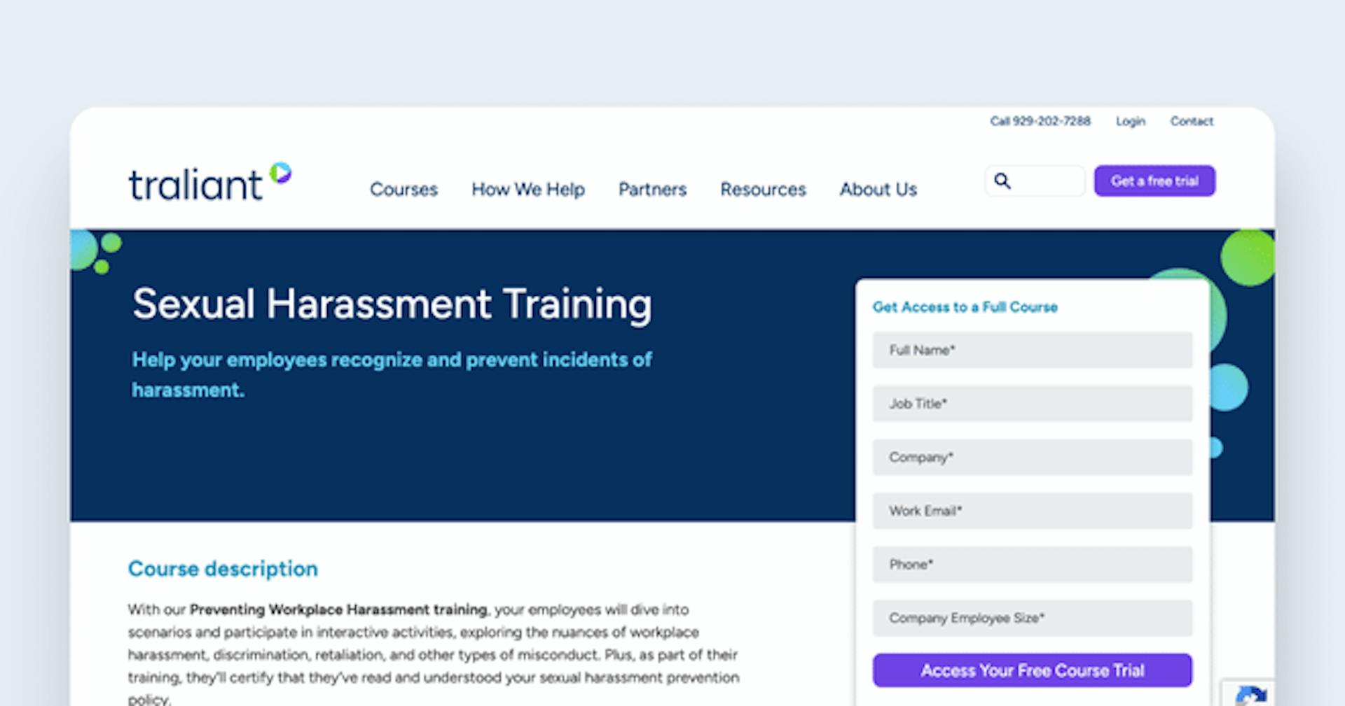 Sexual Harassment Course - Sexual Harassment Training (Traliant)