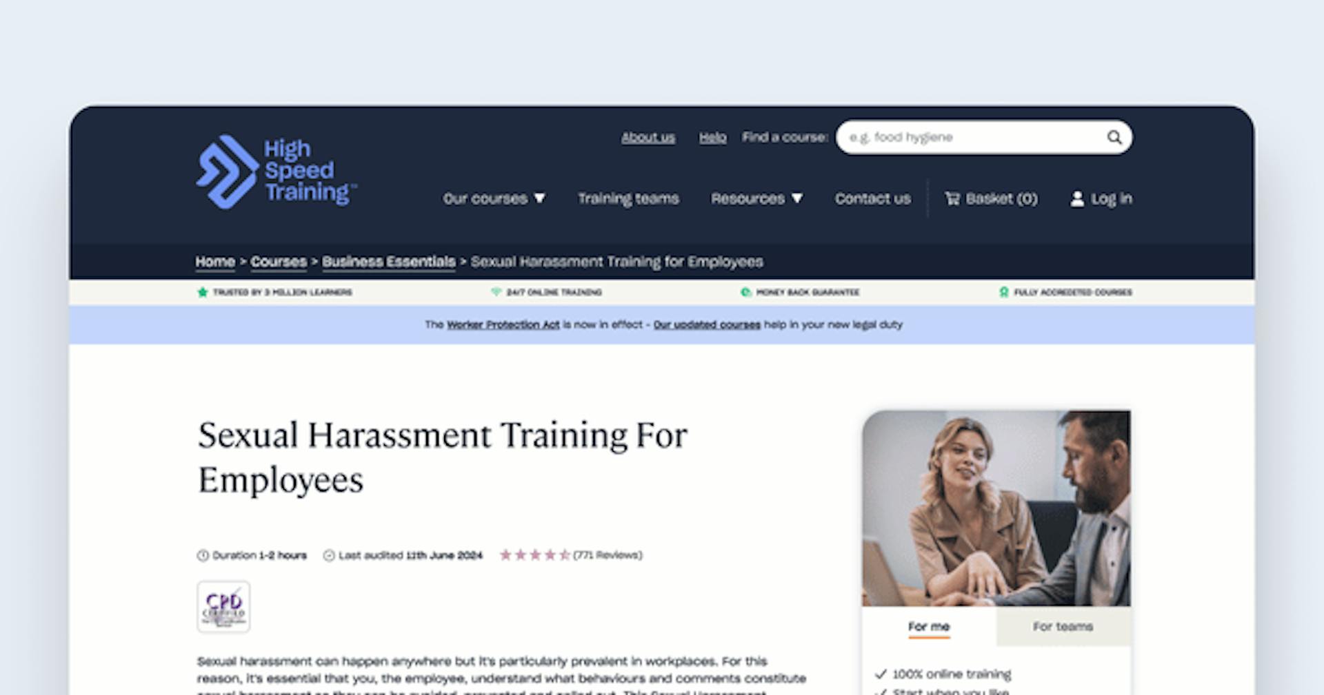 Sexual Harassment Training Course - Sexual Harassment Training for Employees (High Speed Training)