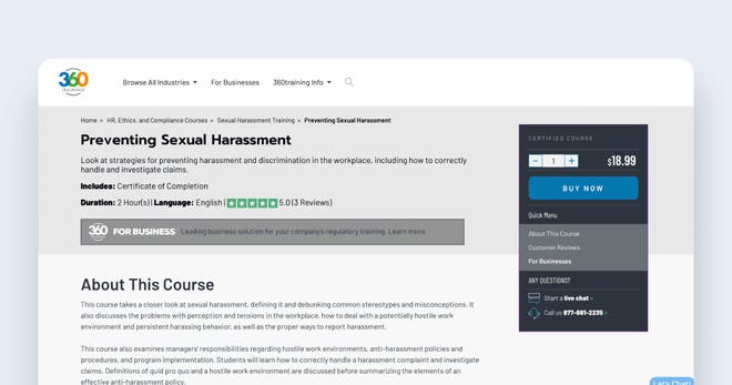 Sexual Harassment Training Course - Preventing Sexual Harassment (360training)