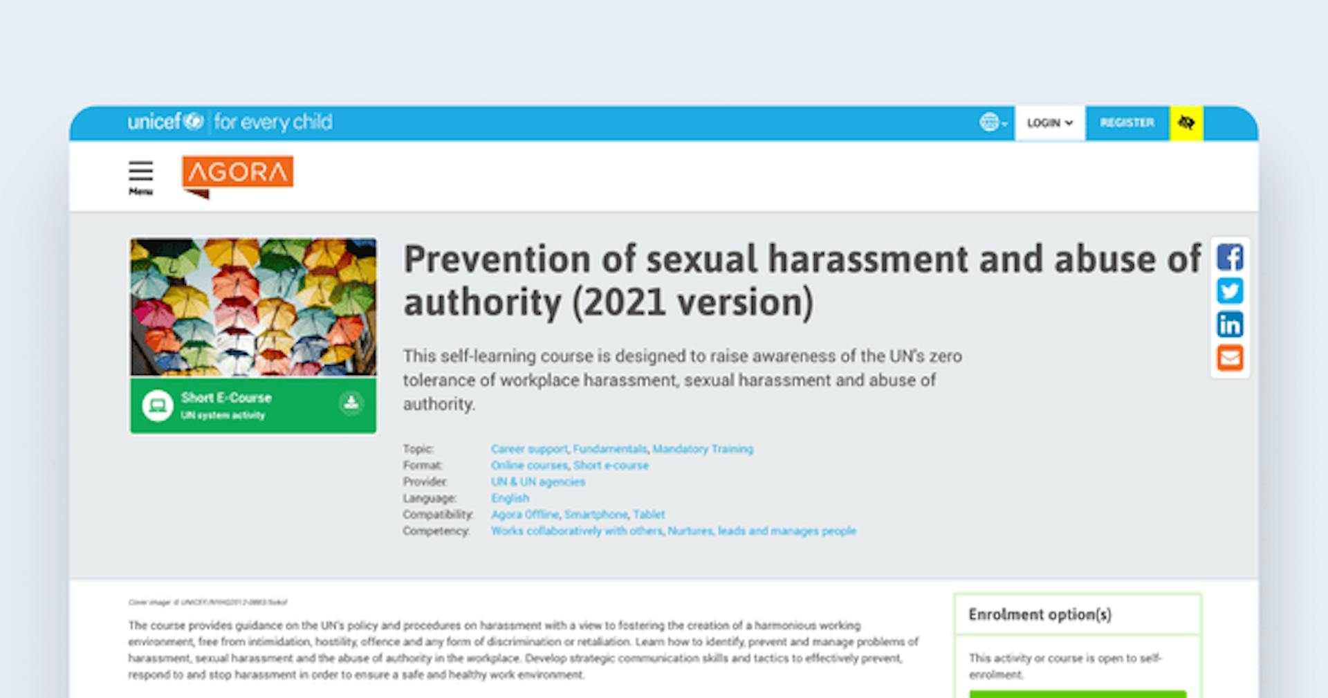 Sexual Harassment Training Course - Prevention of Sexual Harassment and Abuse of Authority (Unicef)