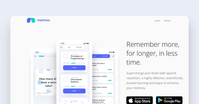 Spaced repetition app - Memoo