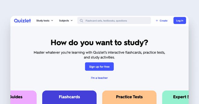 Application pour creer un quiz en ligne - Quizlet