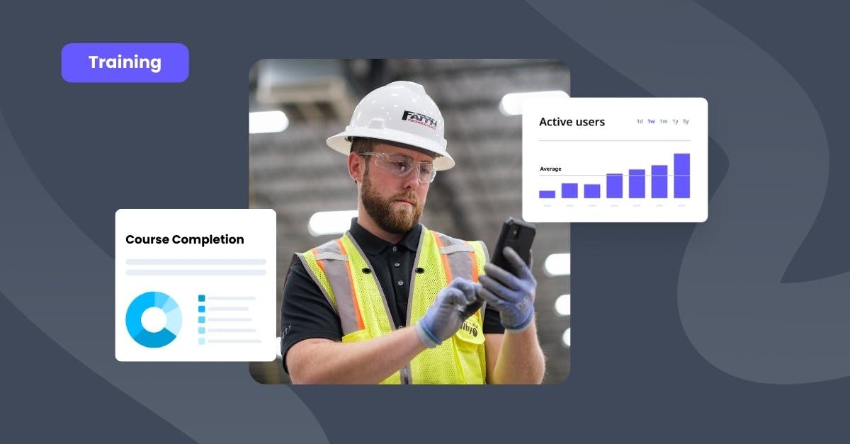 A construction worker choosing between an LXP vs LMS on his mobile phone.