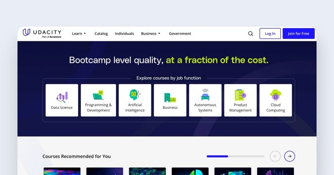 Site web de formations - Udacity