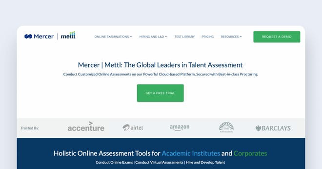 Online quiz platform - Mercer Mettl