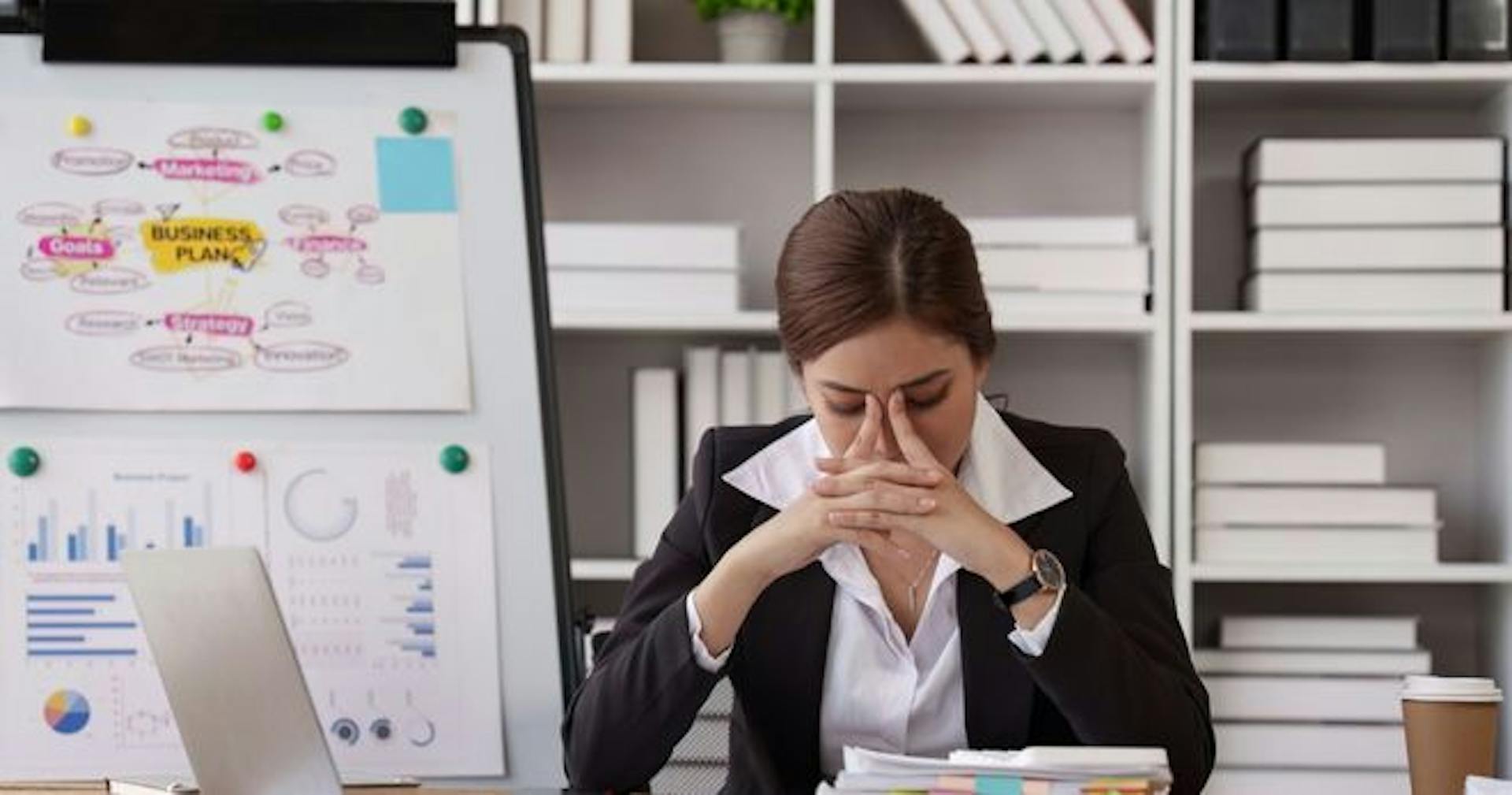 a woman stressed with work