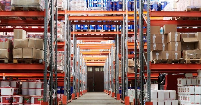 A warehouse facility with stored goods