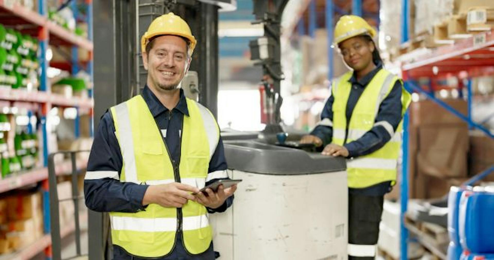 Warehouse employees doing hands on training