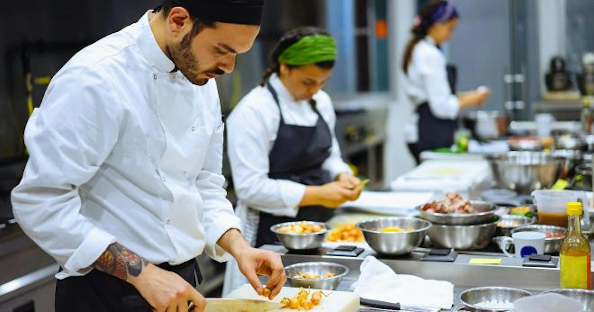 Restaurants workers cooking a meal