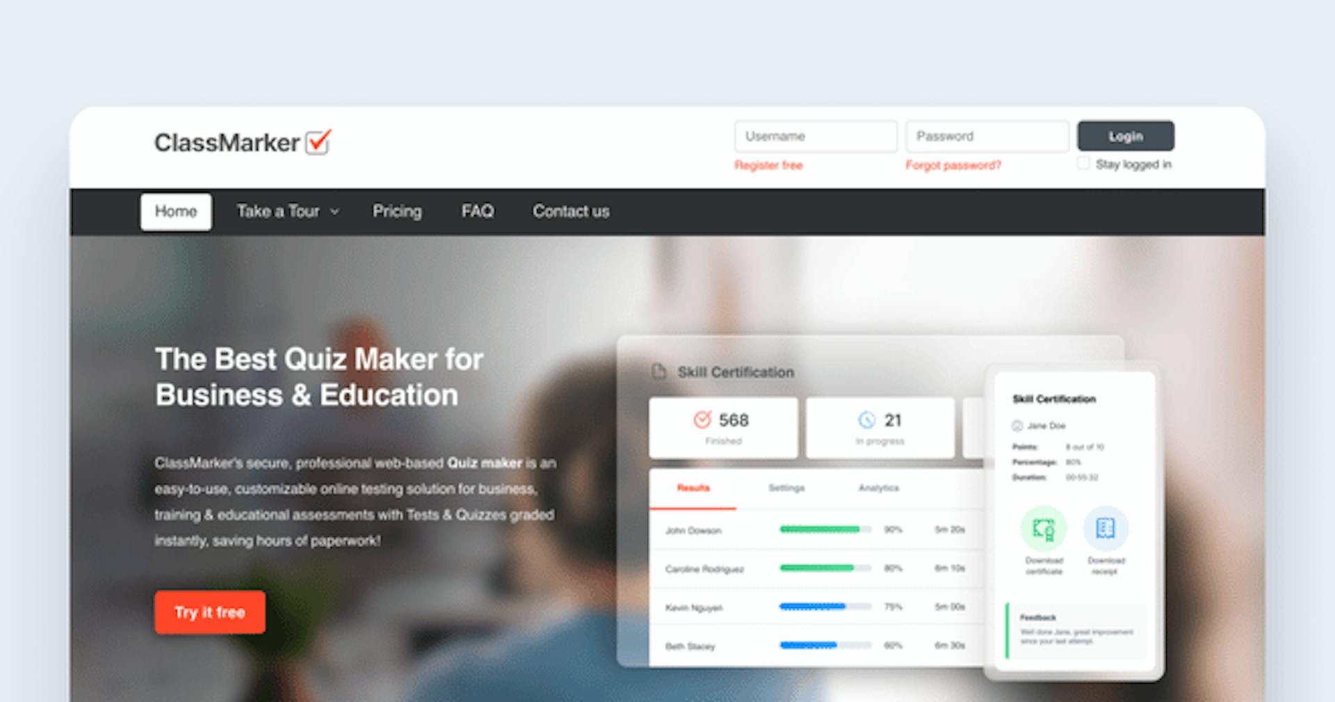 Online testing software - ClassMarker