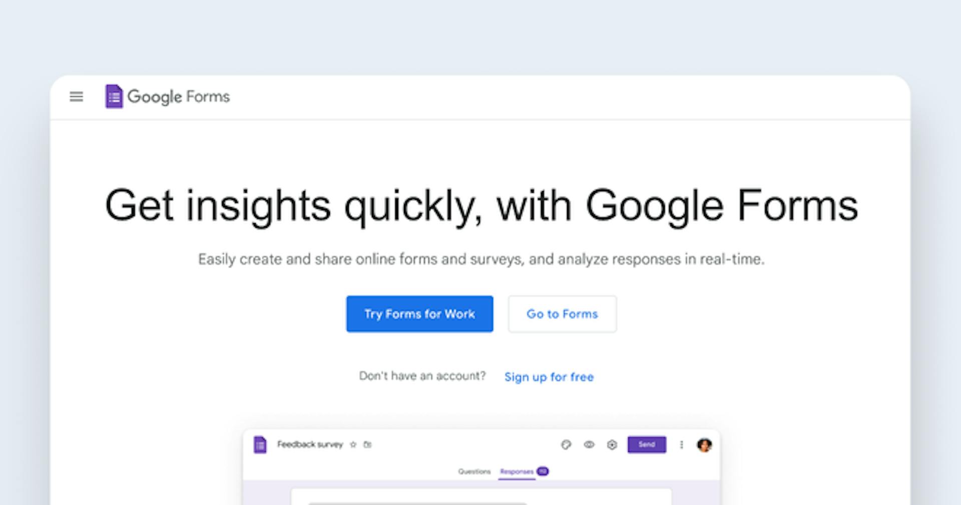 Online quiz makers - Google Forms