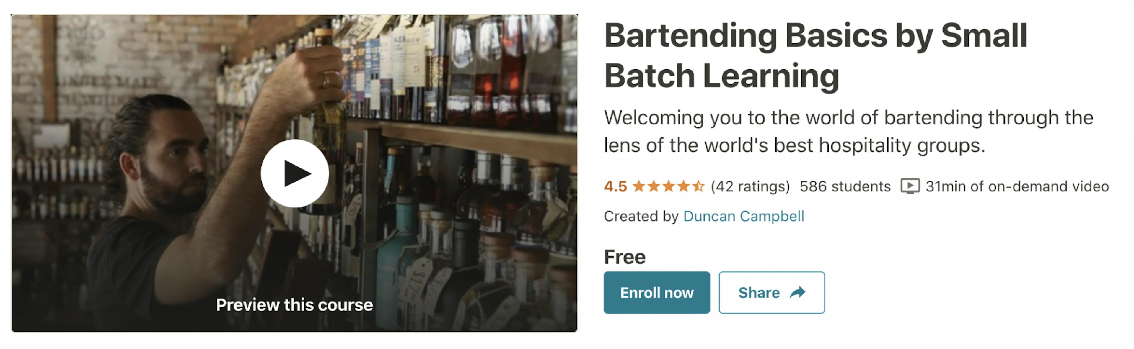 Bartending Training - Bartending Basics for Small Batch Learning (Udemy)