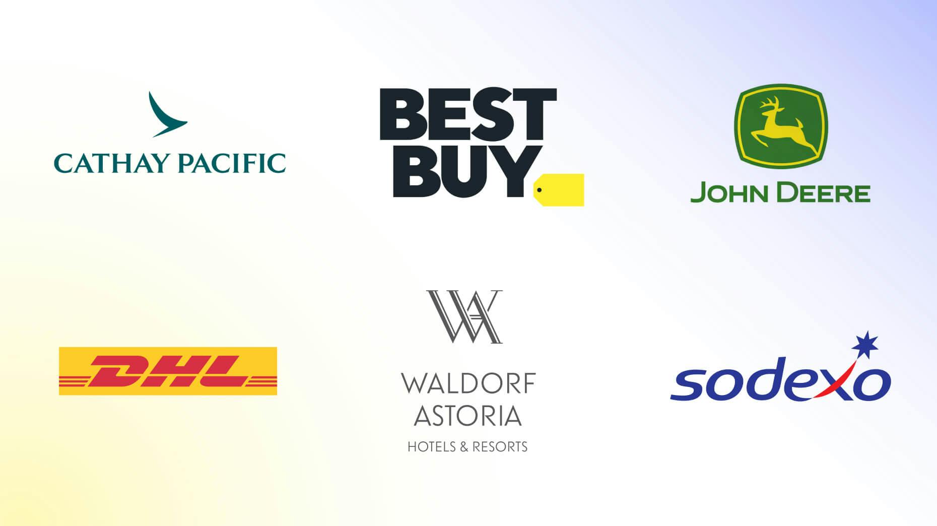 Best Buy, Waldorf Astoria, John Deere, Cathay Pacific, DHL, Sodexo