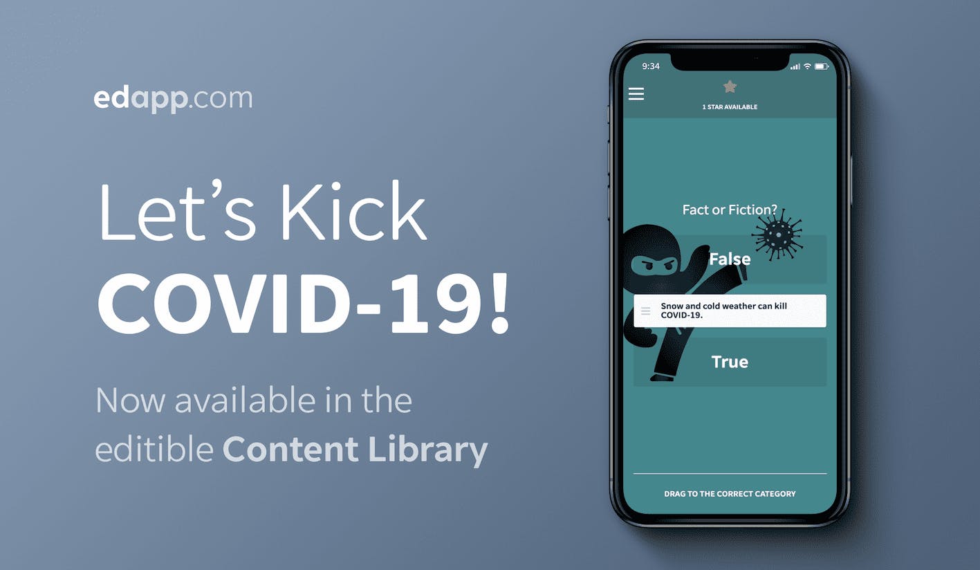 Let’s Kick COVID-19 course added to SC Training (formerly EdApp)’s Content Library!