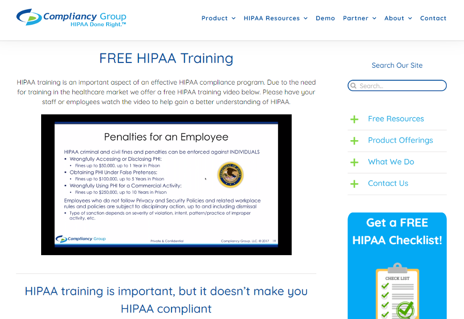 Free HIPAA Training - Compliancy Group