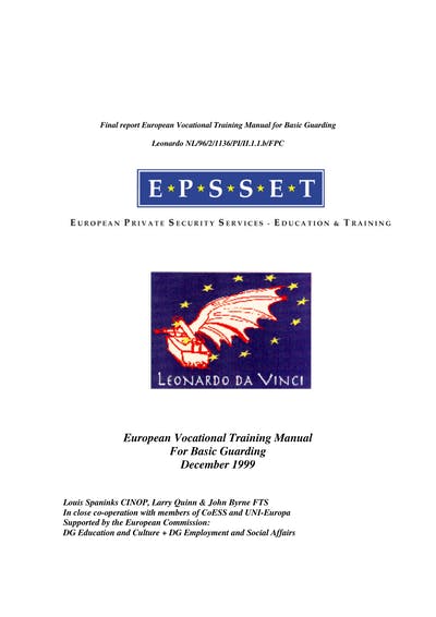 European Vocational Training Manual for Basic Guarding