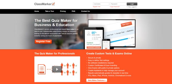 Meilleur outil de création de quiz en ligne - ClassMarker