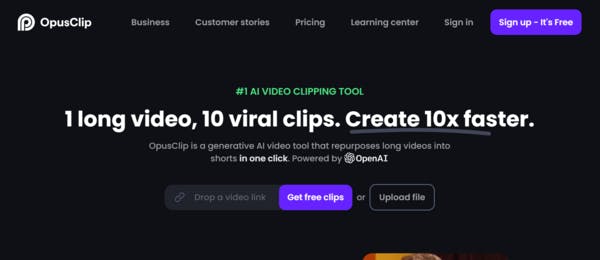 Free AI tool for content creation - OpusClip