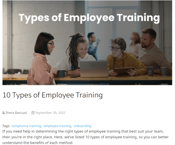 Best Employee Training Article - Types of Employee Training