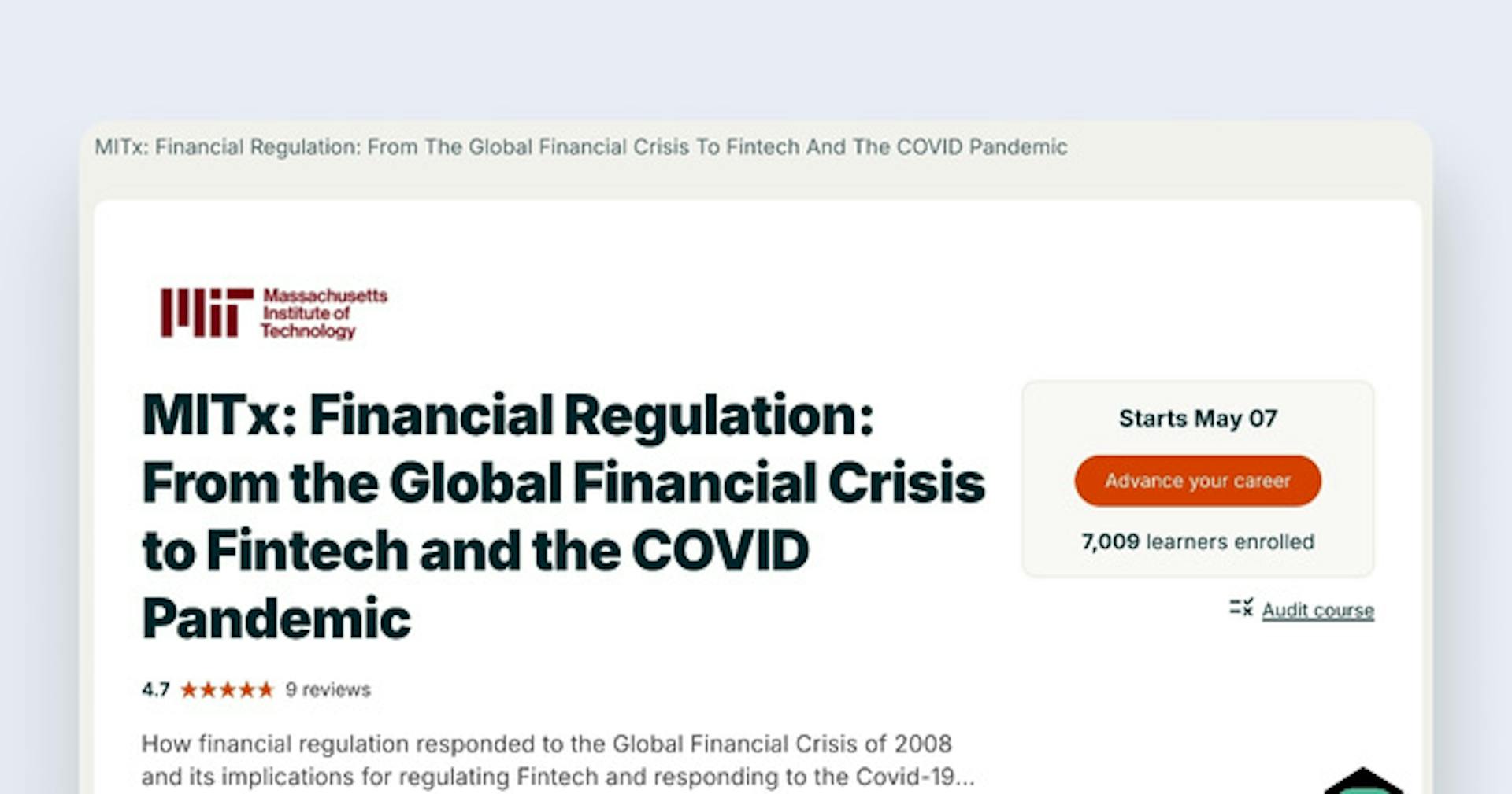 Free compliance training course - Financial Regulation