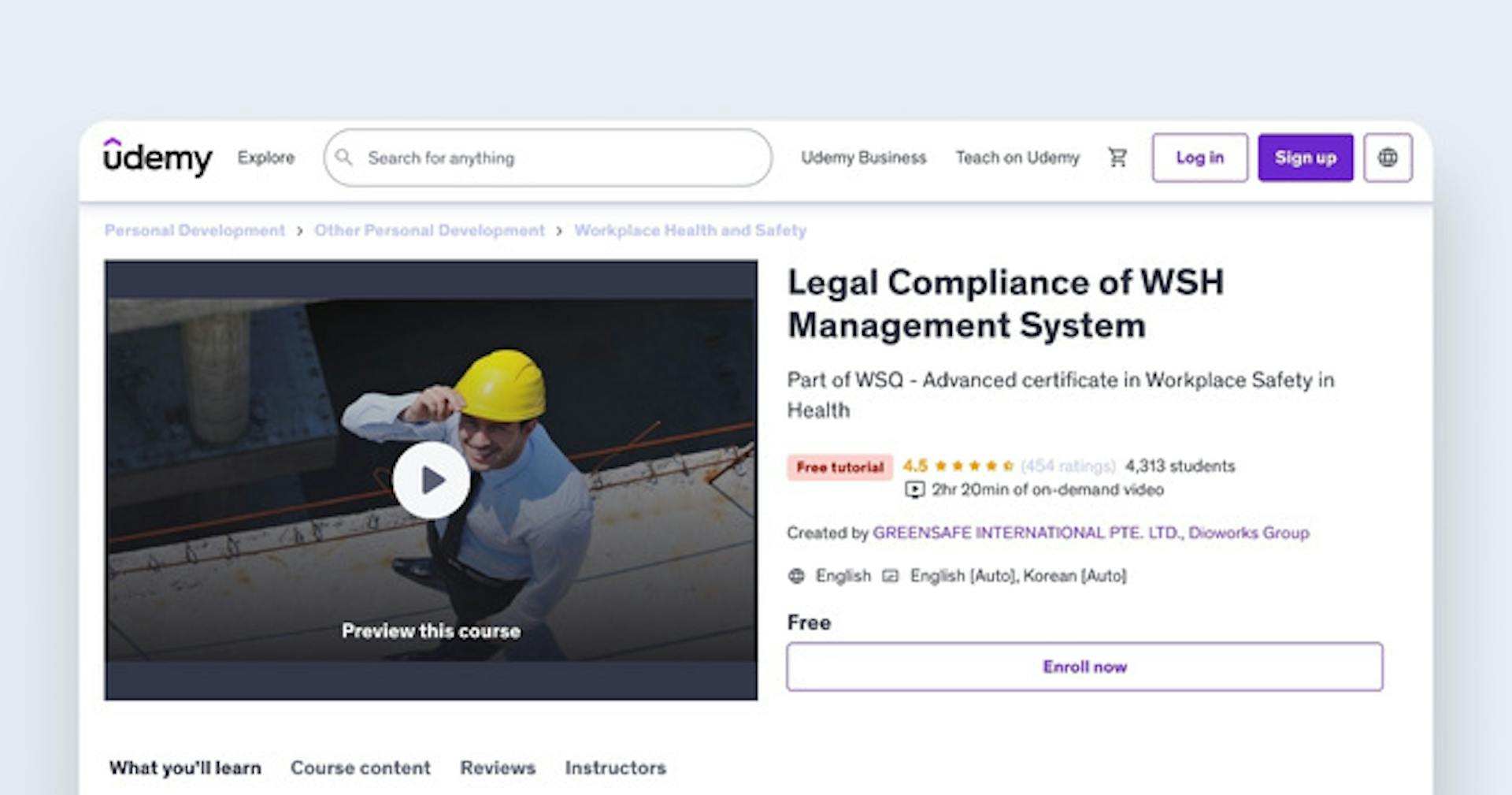 Free compliance training course - Legal Compliance of WSH Management System