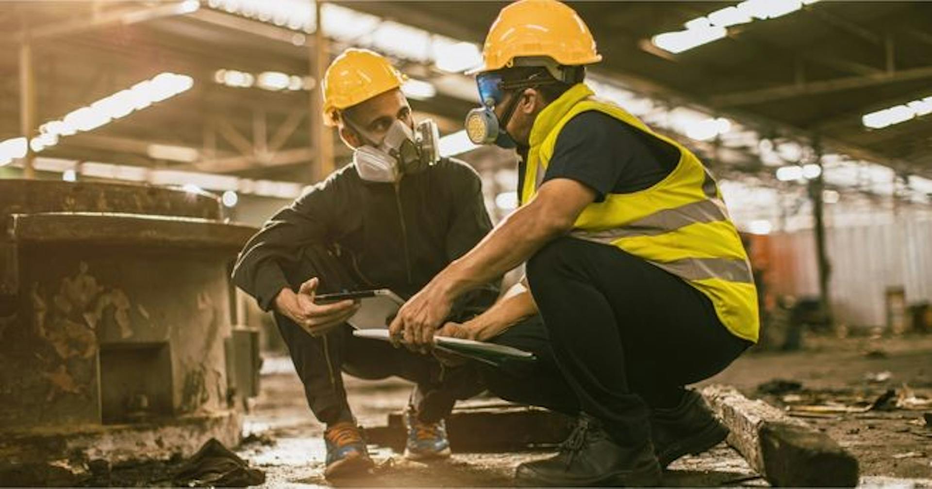 two employees having safety talks