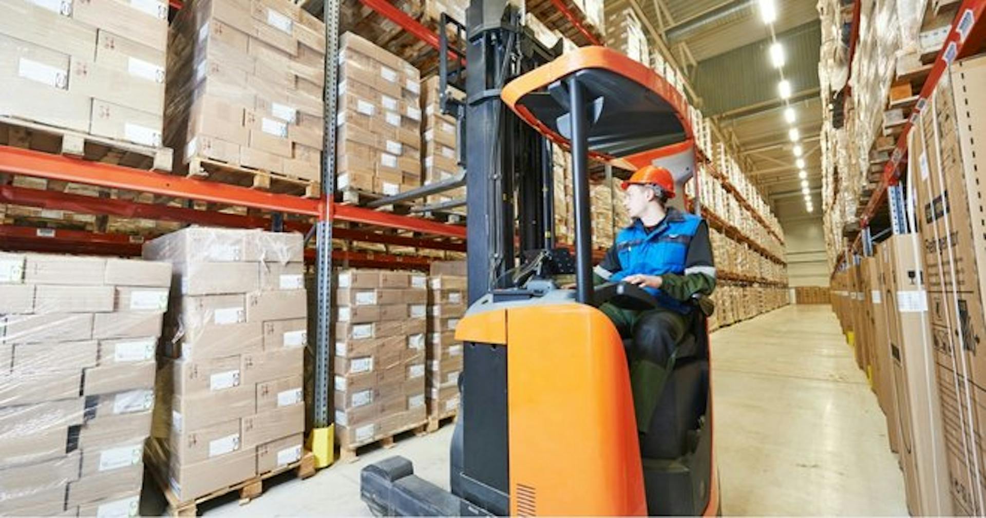forklift operator checking his surroundings