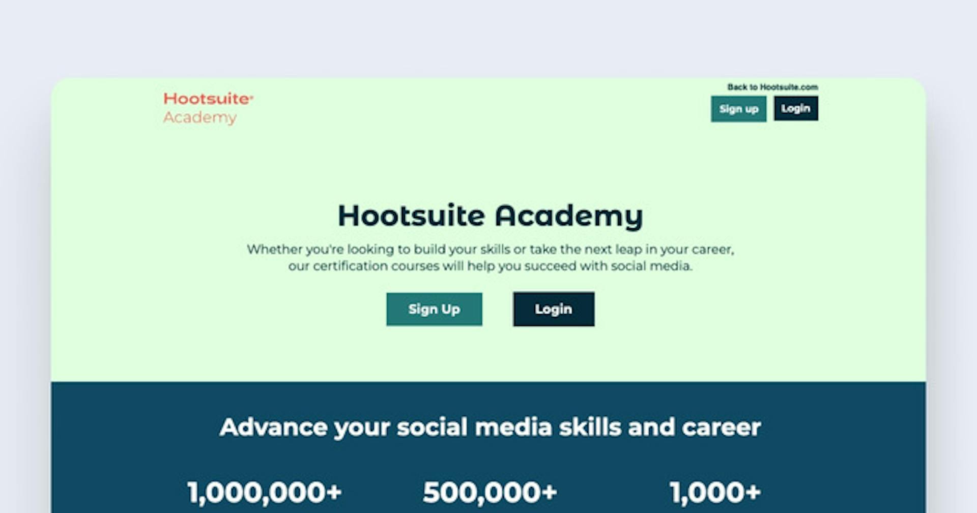 Social media learning platform - Hootsuite Academy
