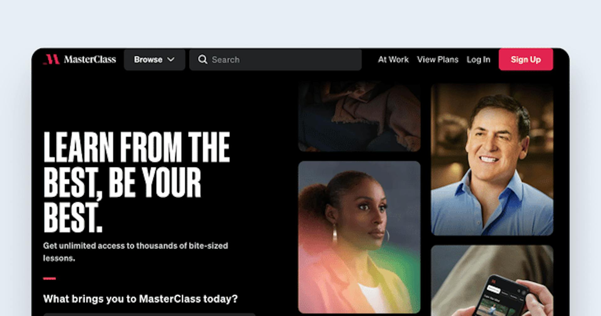 Social media learning platform - MasterClass