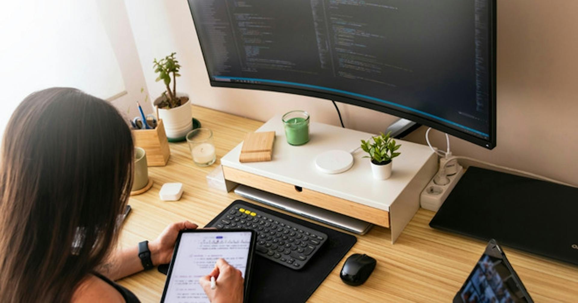 An employee working remotely