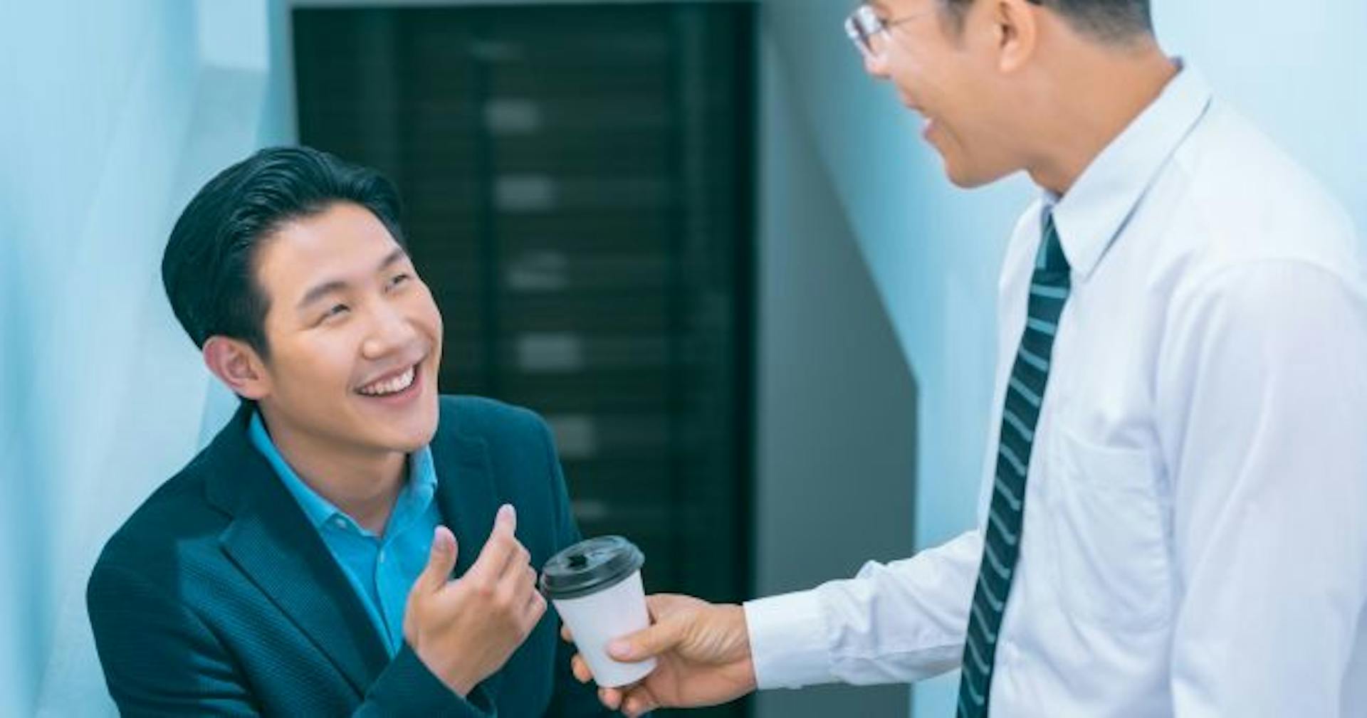 employees having a conversation