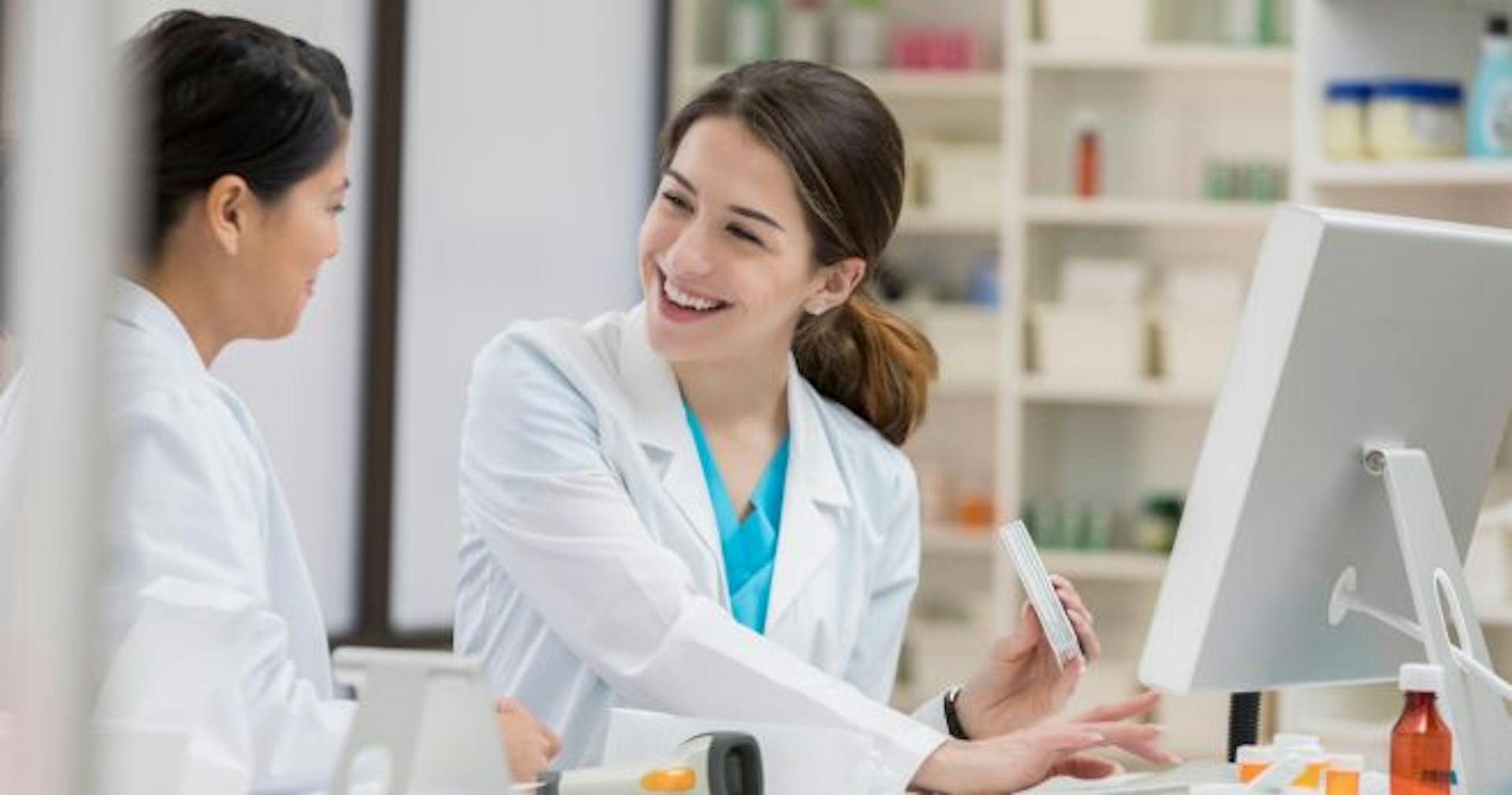 healthcare employee using the computer