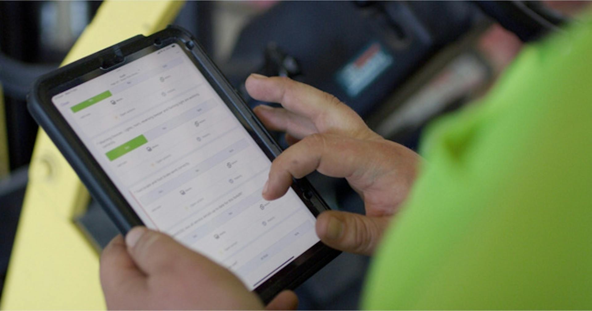 Worker using digital checklist