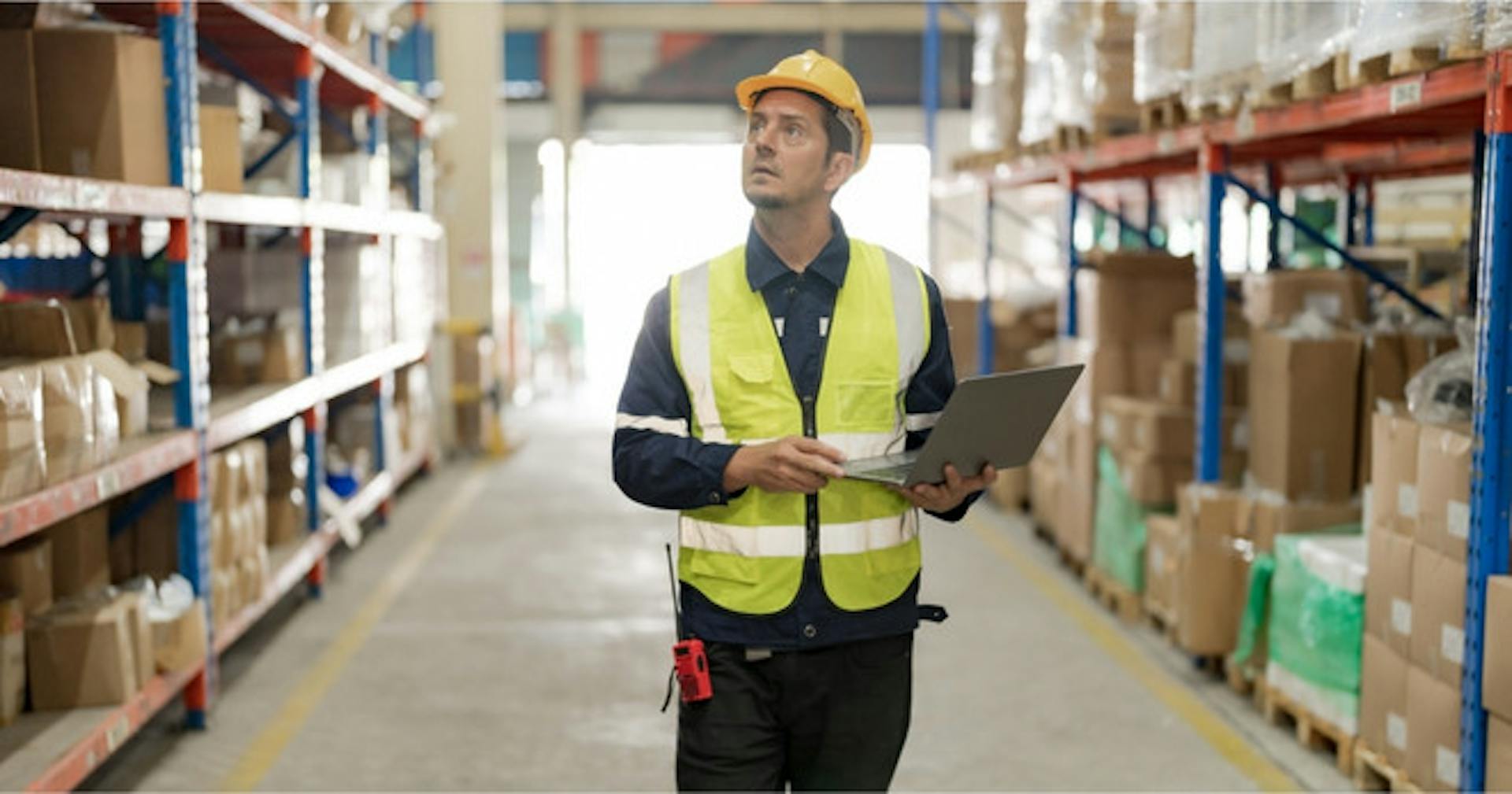 Manager assessing the warehouse