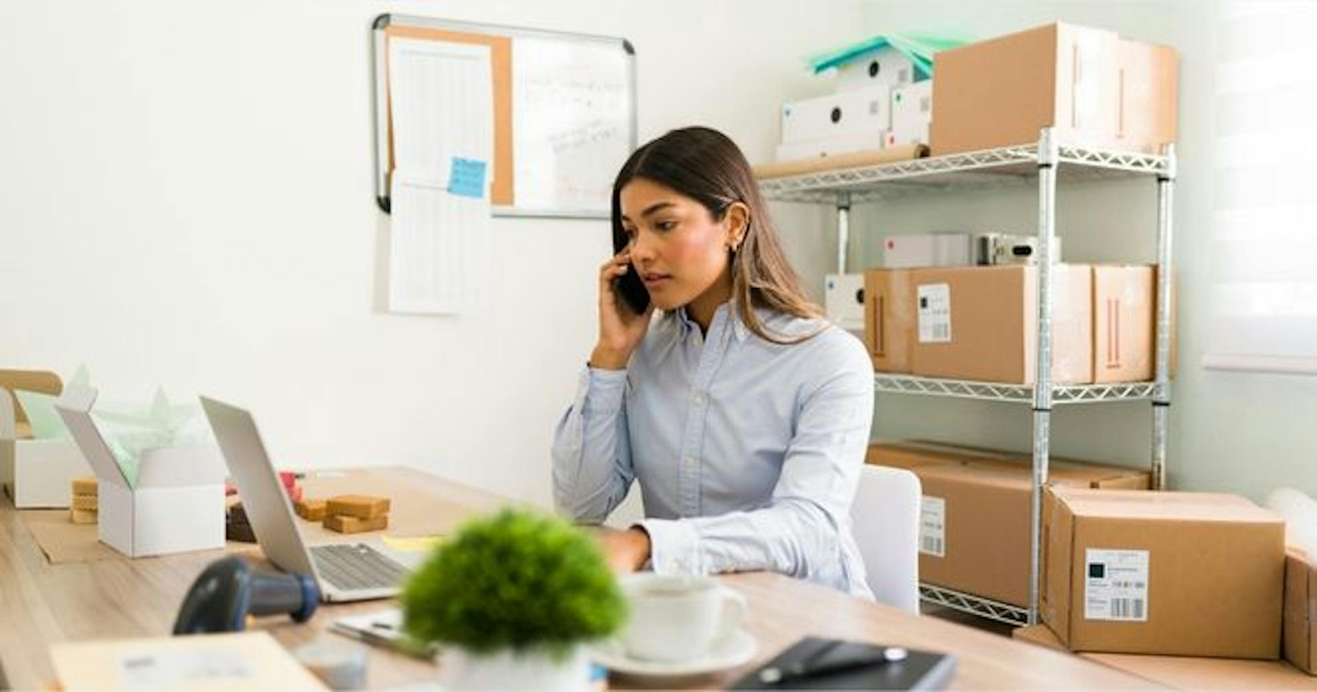 Woman talking to the manufacturing plant subsupplier