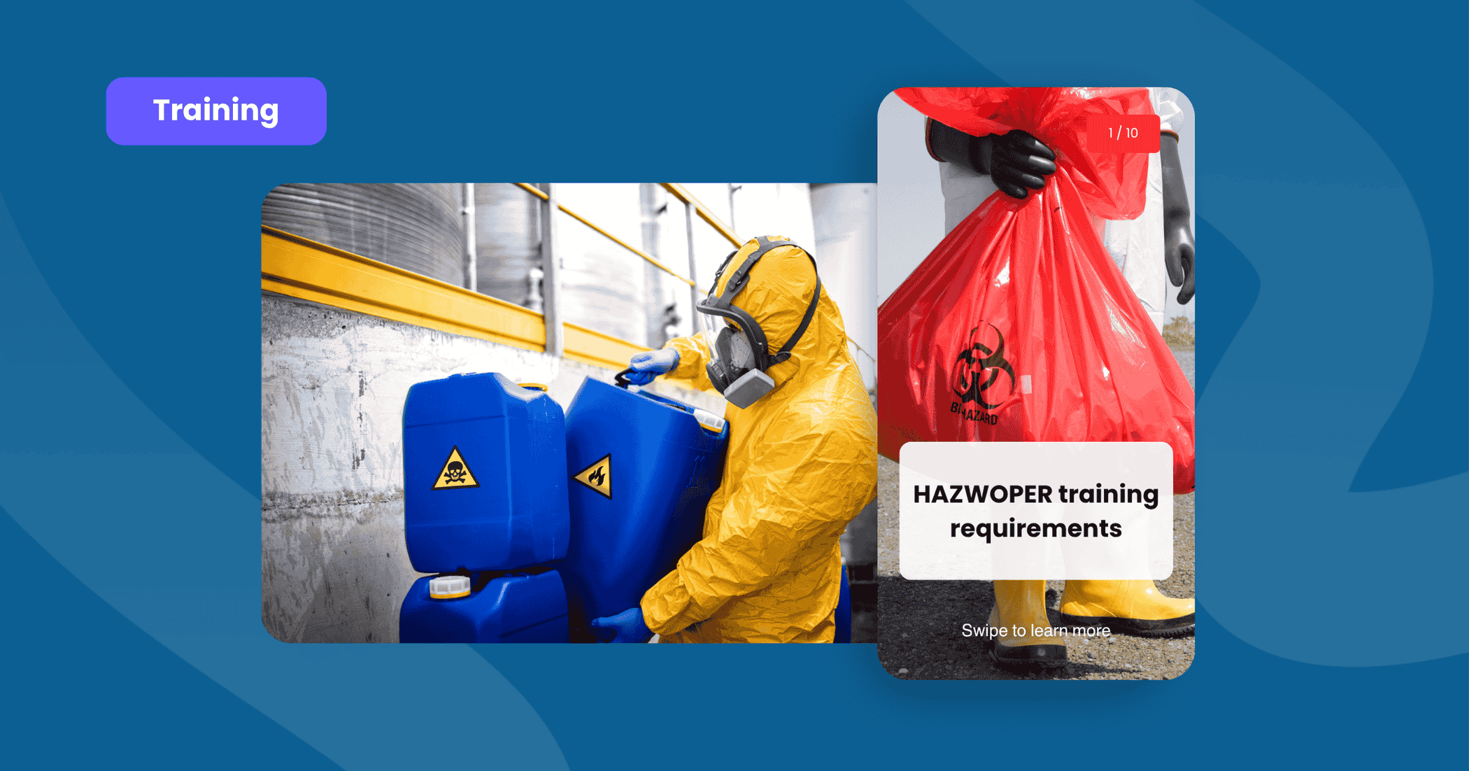 Workers safely disposing and handling hazardous waste
