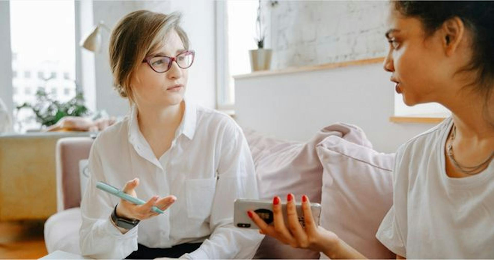 Two people practicing interpersonal skills