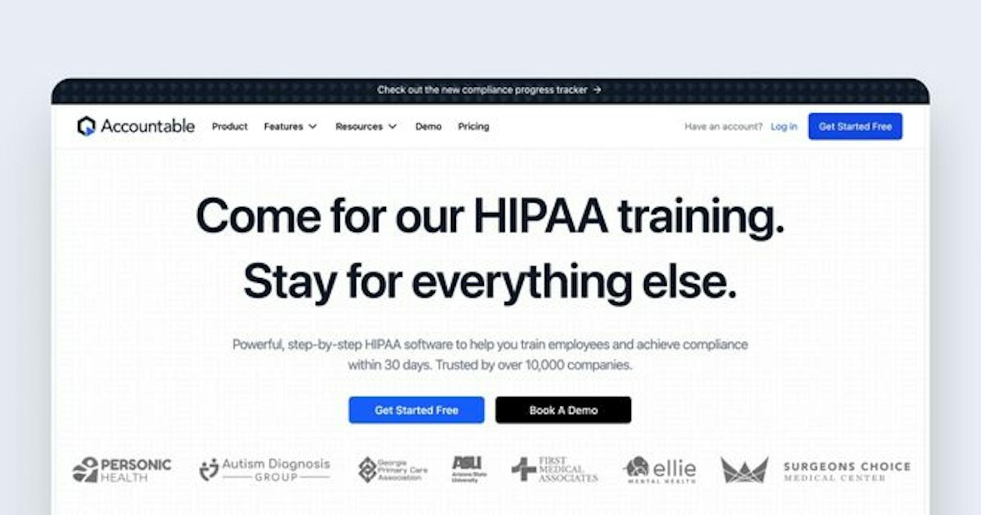 Accountable HQ homepage