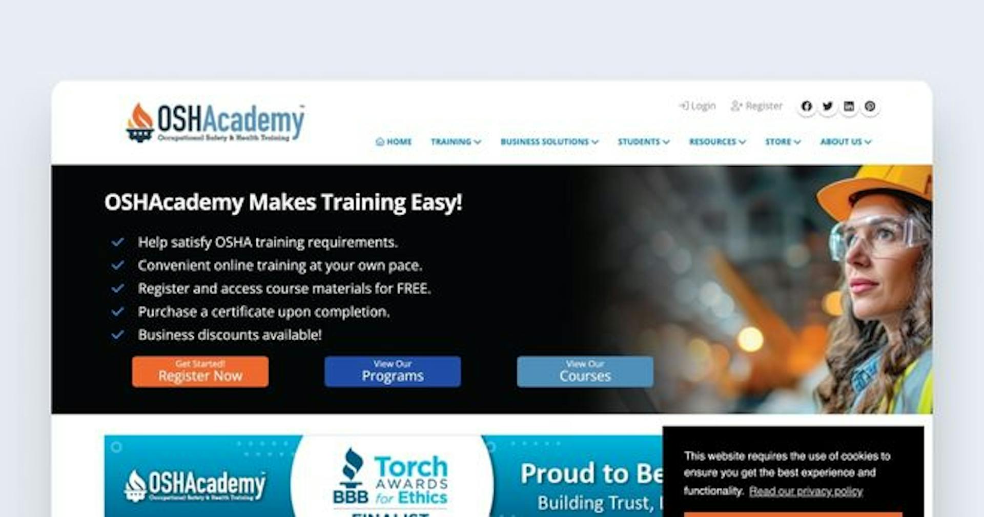 OSHAcademy homepage
