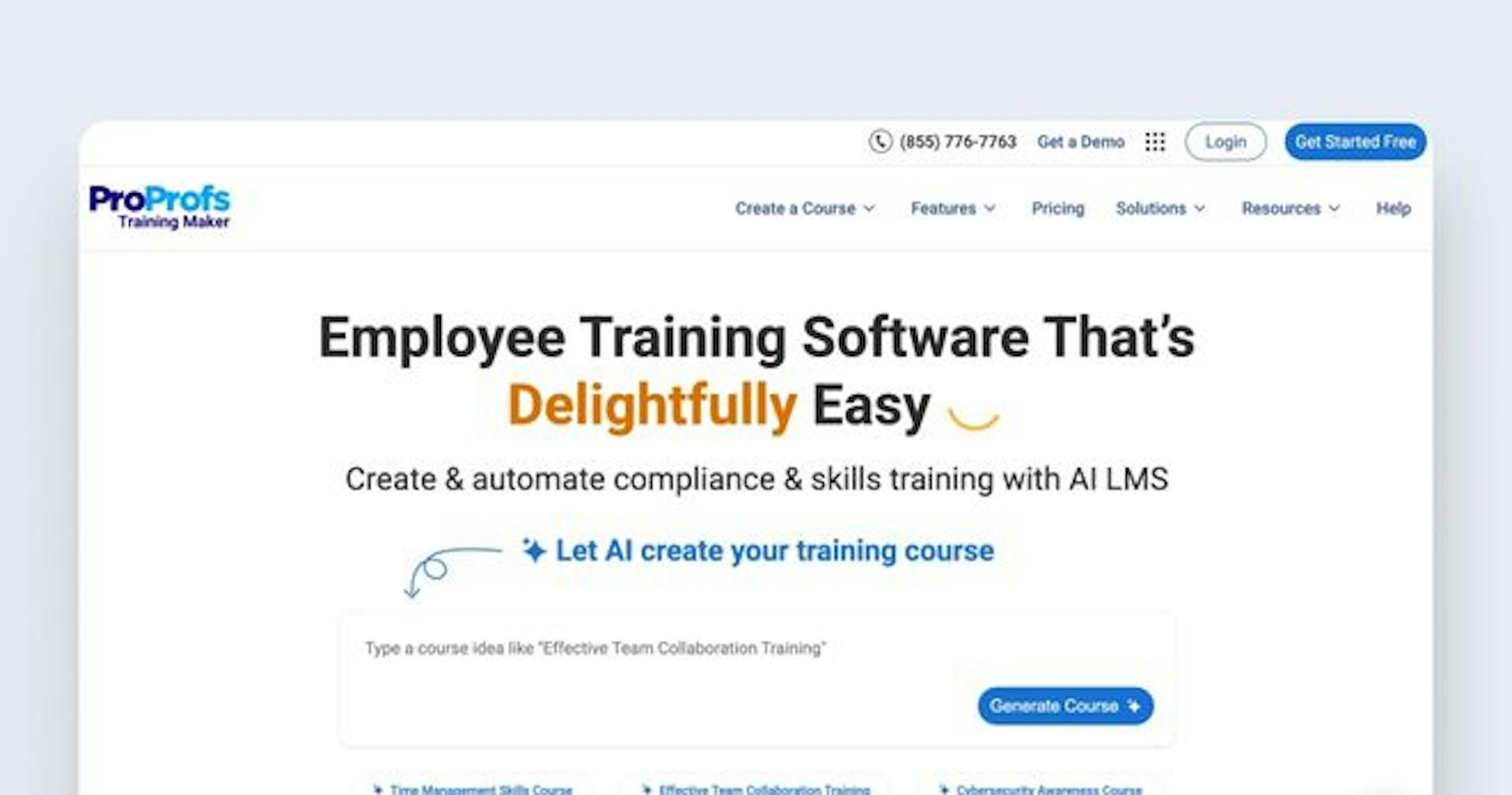 ProProfs Training Maker homepage