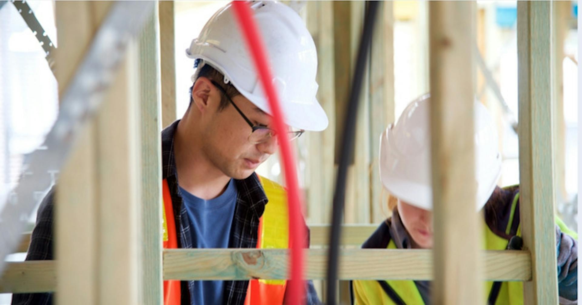 Construction apprentice learning on the job