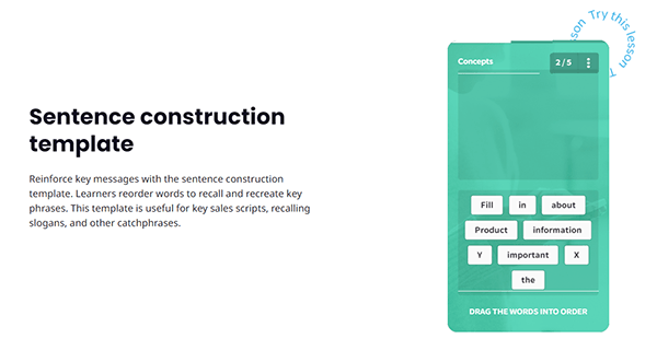 SC Training (formerly EdApp) sentence construction template